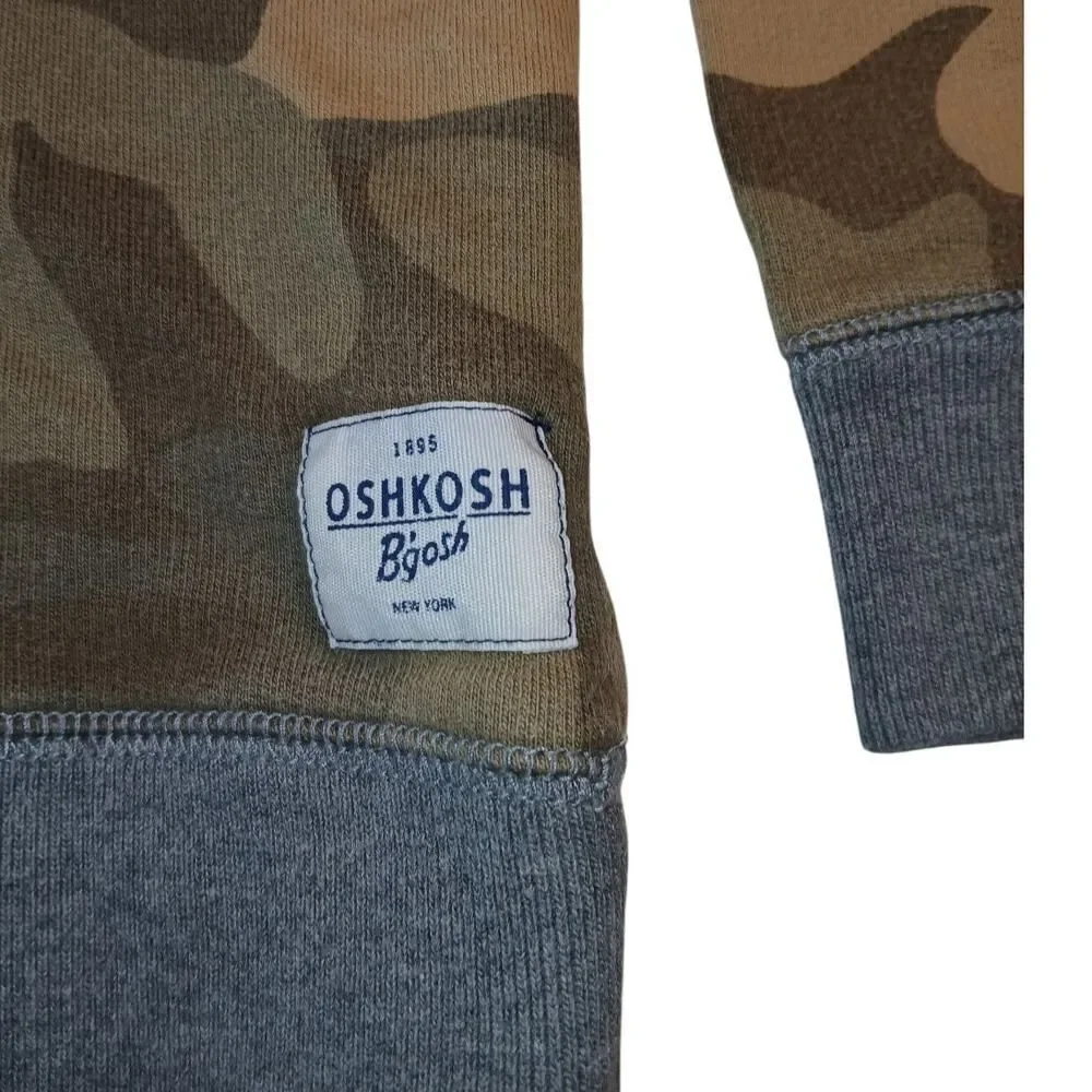 Oshkosh Boys Green & Brown Camo Pullover Sweatshirt - Size 8